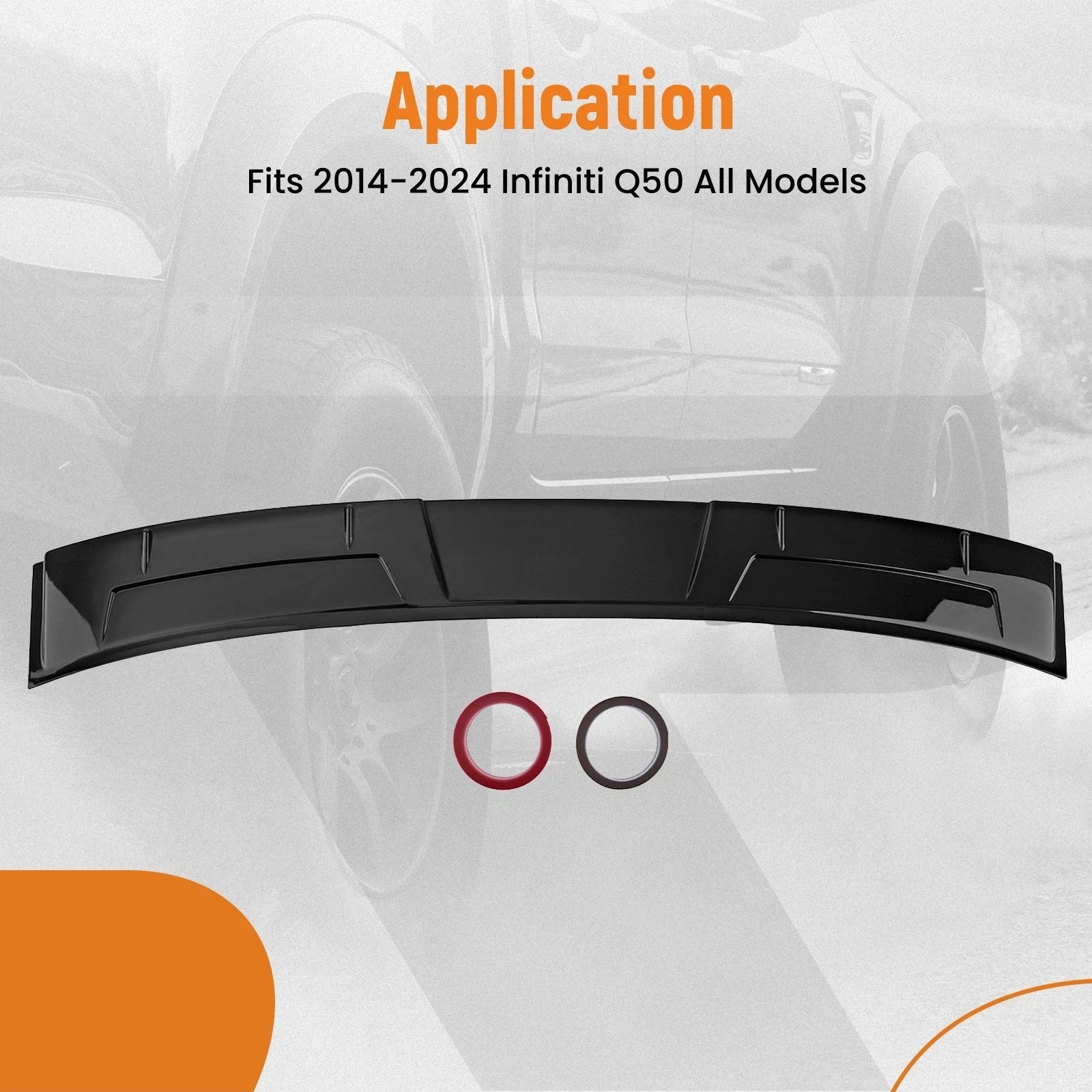 Rear Trunk Spoiler Wing Lip for Infiniti Q50 (2014–2024) Glossy Black ABS