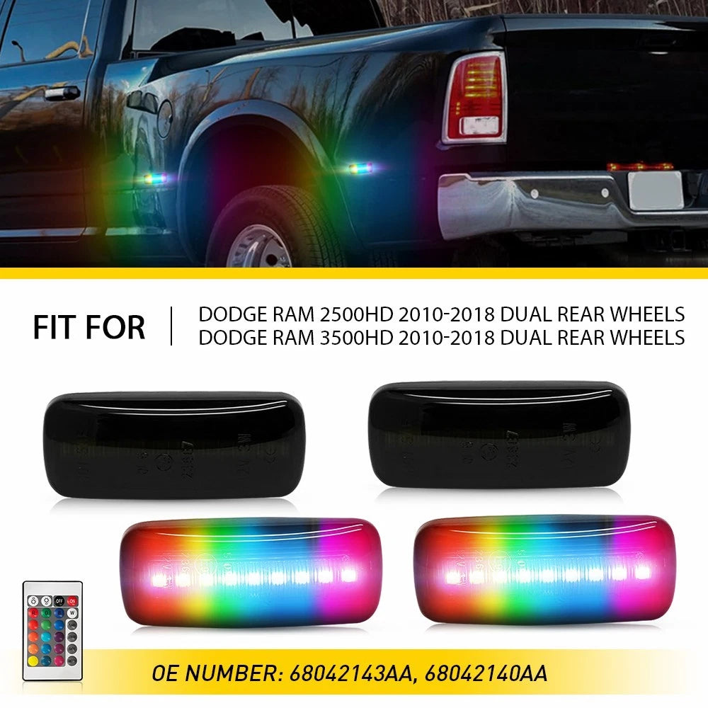 4X Rear RGB LED Marker Lights for Dodge RAM 2500HD 3500HD (2010–2018)