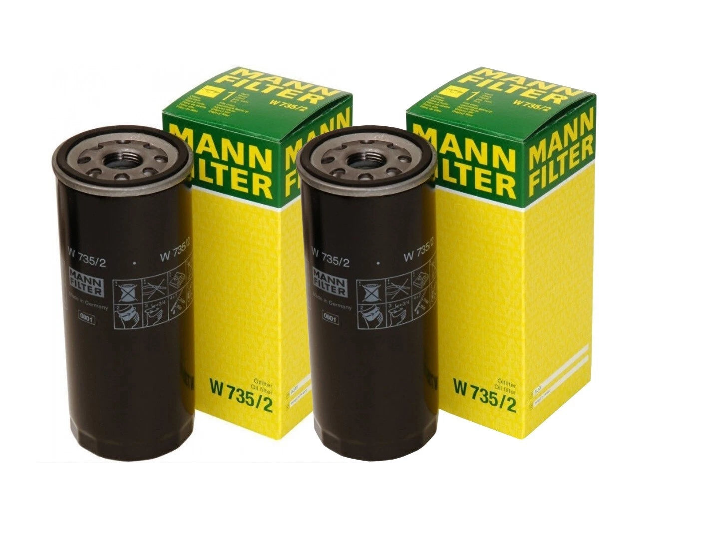 Set of 2 Engine Oil Filters W 735/2 for Audi A6 Quattro S6