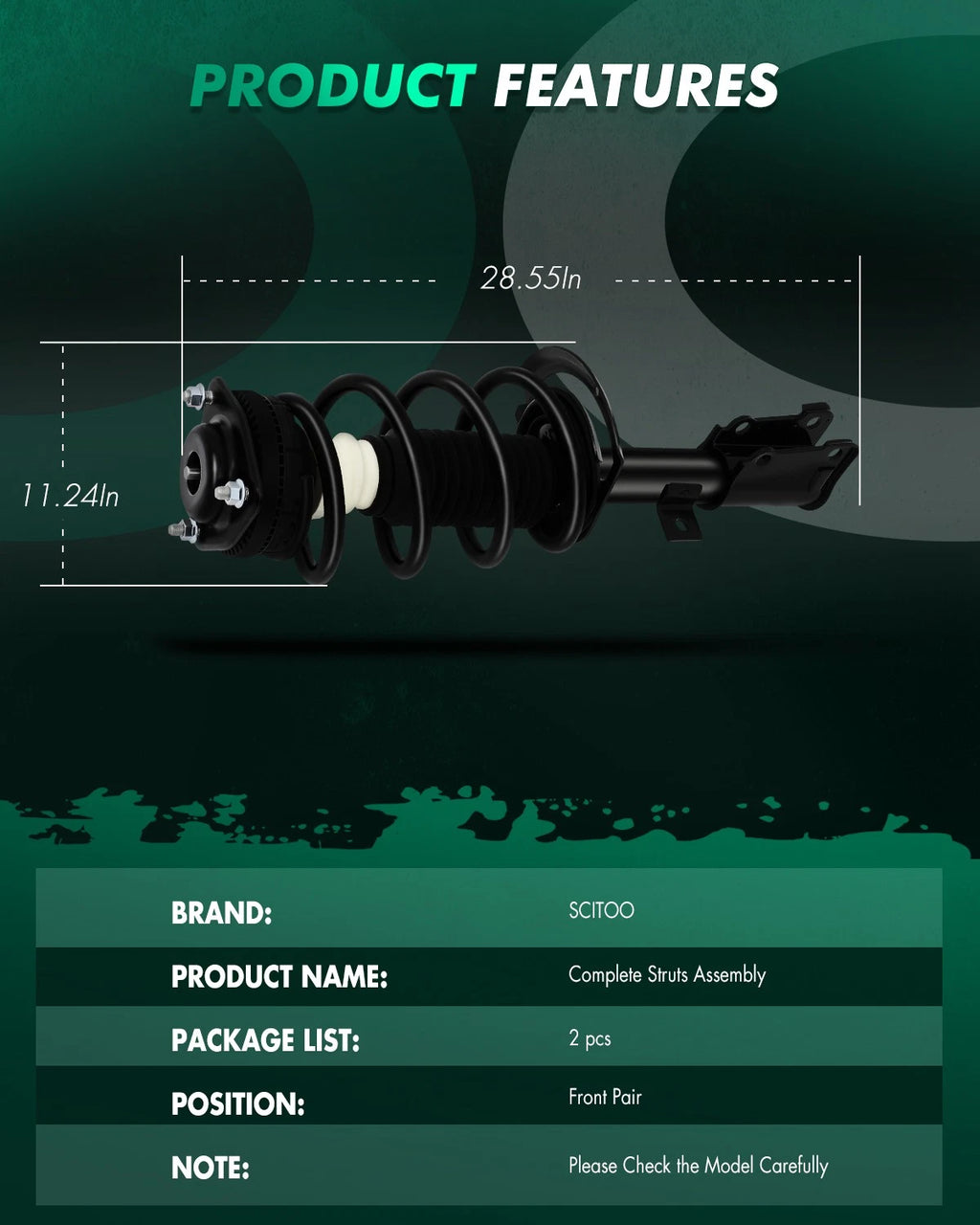 Front Pair Strut Coil Spring Assemblies for Dodge Journey (2009–2019)