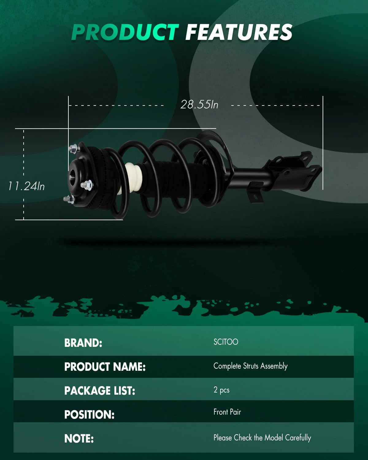 Front Pair Strut Coil Spring Assemblies for Dodge Journey (2009–2019)