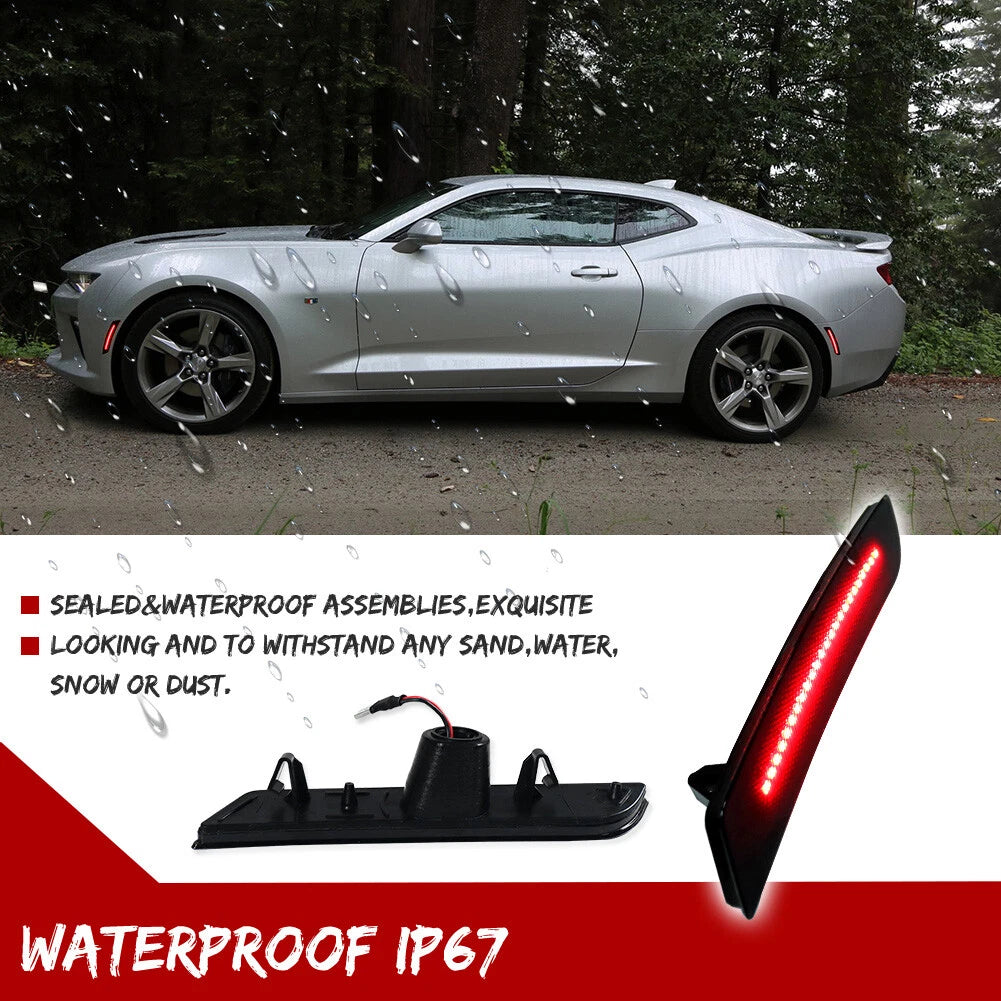 Set of 4 Smoke Red LED Side Marker Lights for Chevy Camaro (2016–2023)