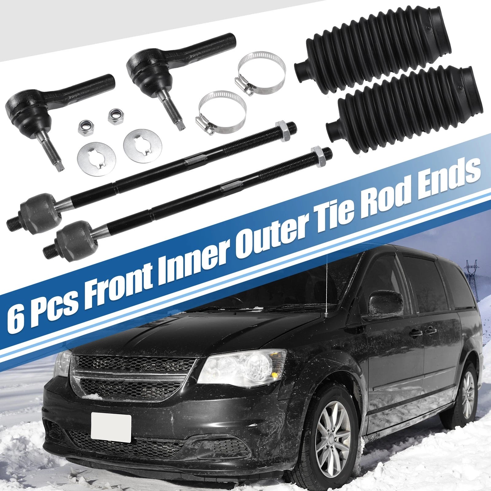 6 Pcs Tie Rod End Links for Dodge Caravan (1996–2007)