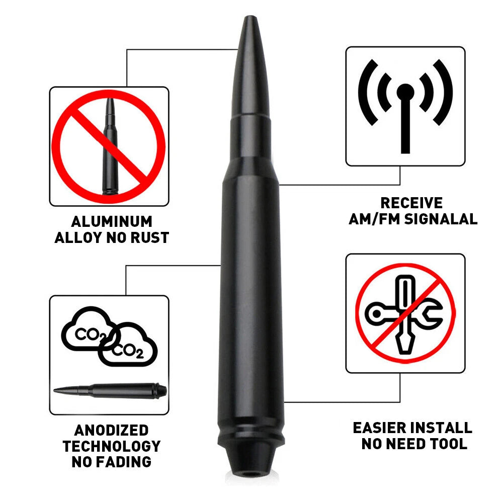 Bullet Style Cal Antenna Mast for Jeep Wrangler JK JL Gladiator (2007â2021)