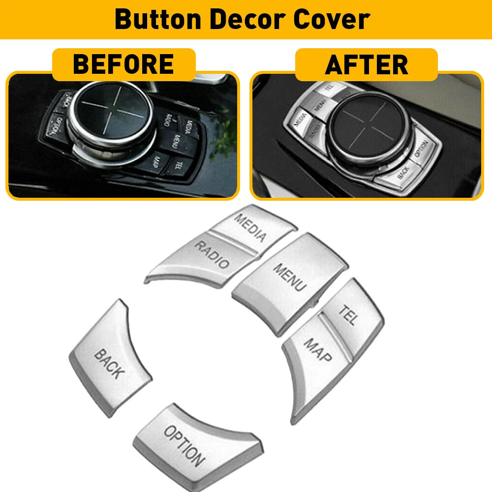 Chrome iDrive Multi Button Media Trim for BMW 1 3 4 5 6 X1 X3 X5 X6 (2010–2023)