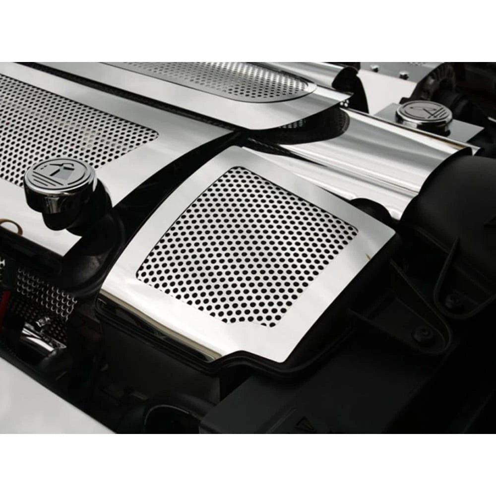 2pc Perforated Stainless Steel Air Capacitor Cover for 2008-13 Chevy Corvette GS