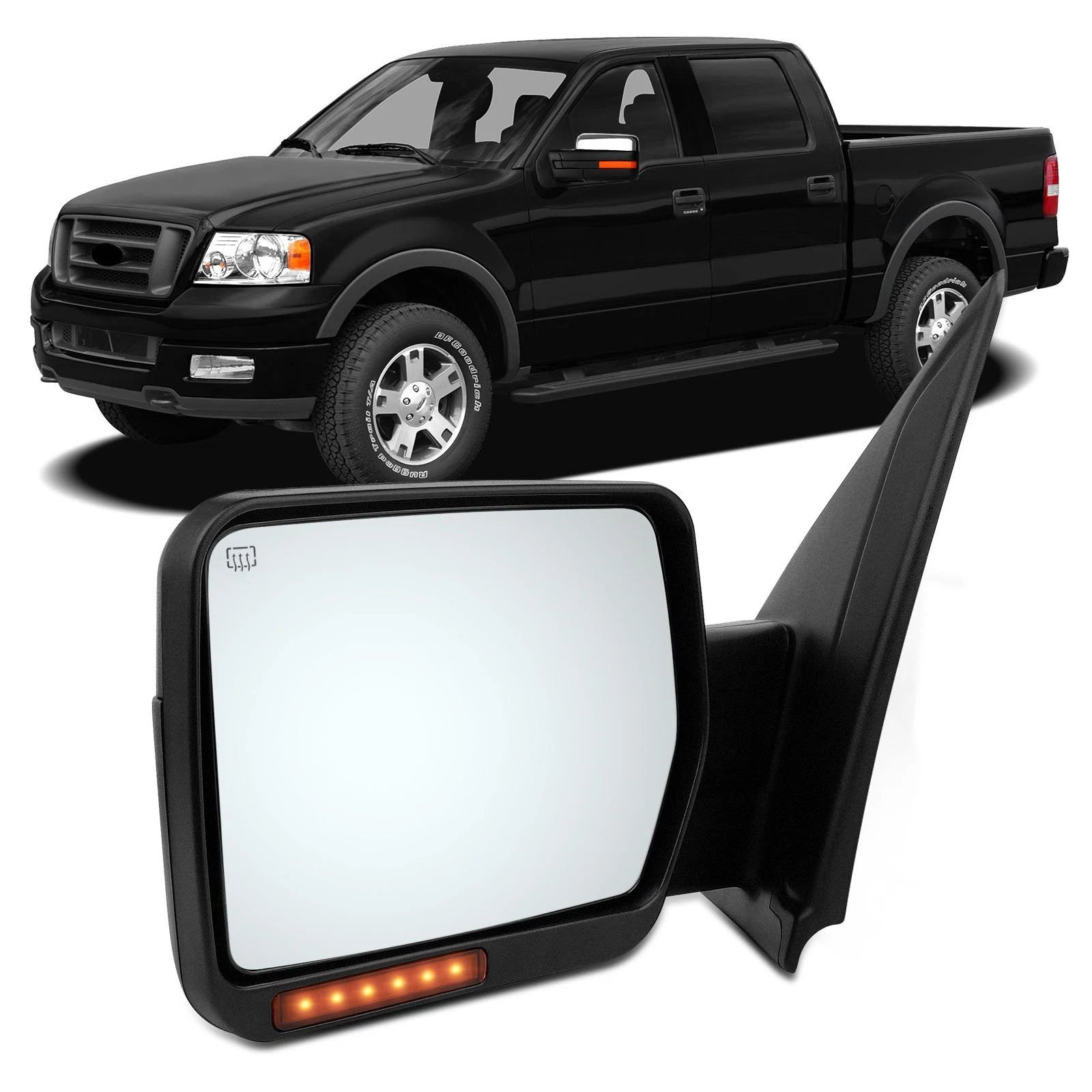 Left Chrome Driver Side Mirror with Power, Heated, LED Signals for Ford F150 (2004–2014)