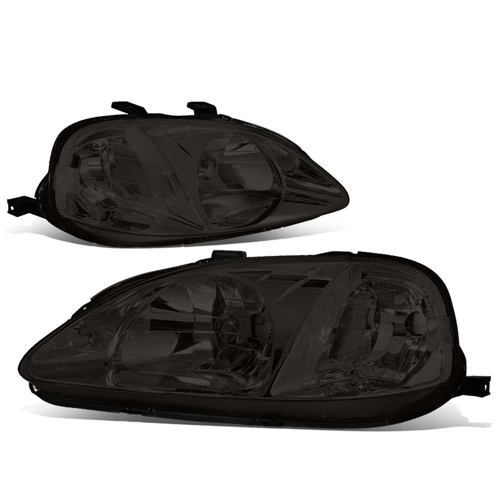 Set of 2 Smoked Housing Clear Side Headlights for Honda Civic EK/EJ/EM (1999–2000)