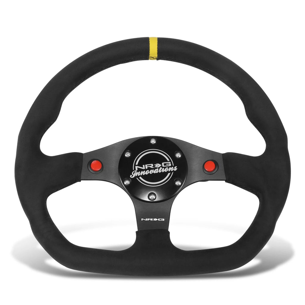 NRG 320mm Leather Wrapped Steering Wheel w/Horn Block Off Plate for