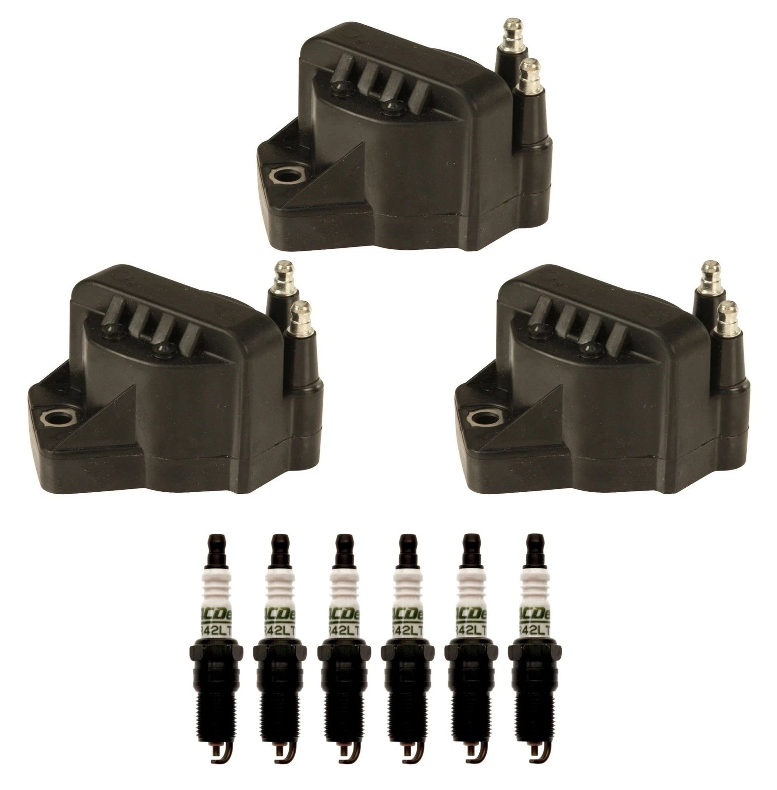 3 Ignition Coils & 6 Spark Plugs Kit for Chevy Pontiac 3.4L (VIN X)