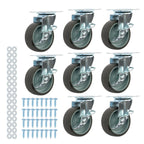 Set of 8 Heavy Duty 3" Casters with Side Brake