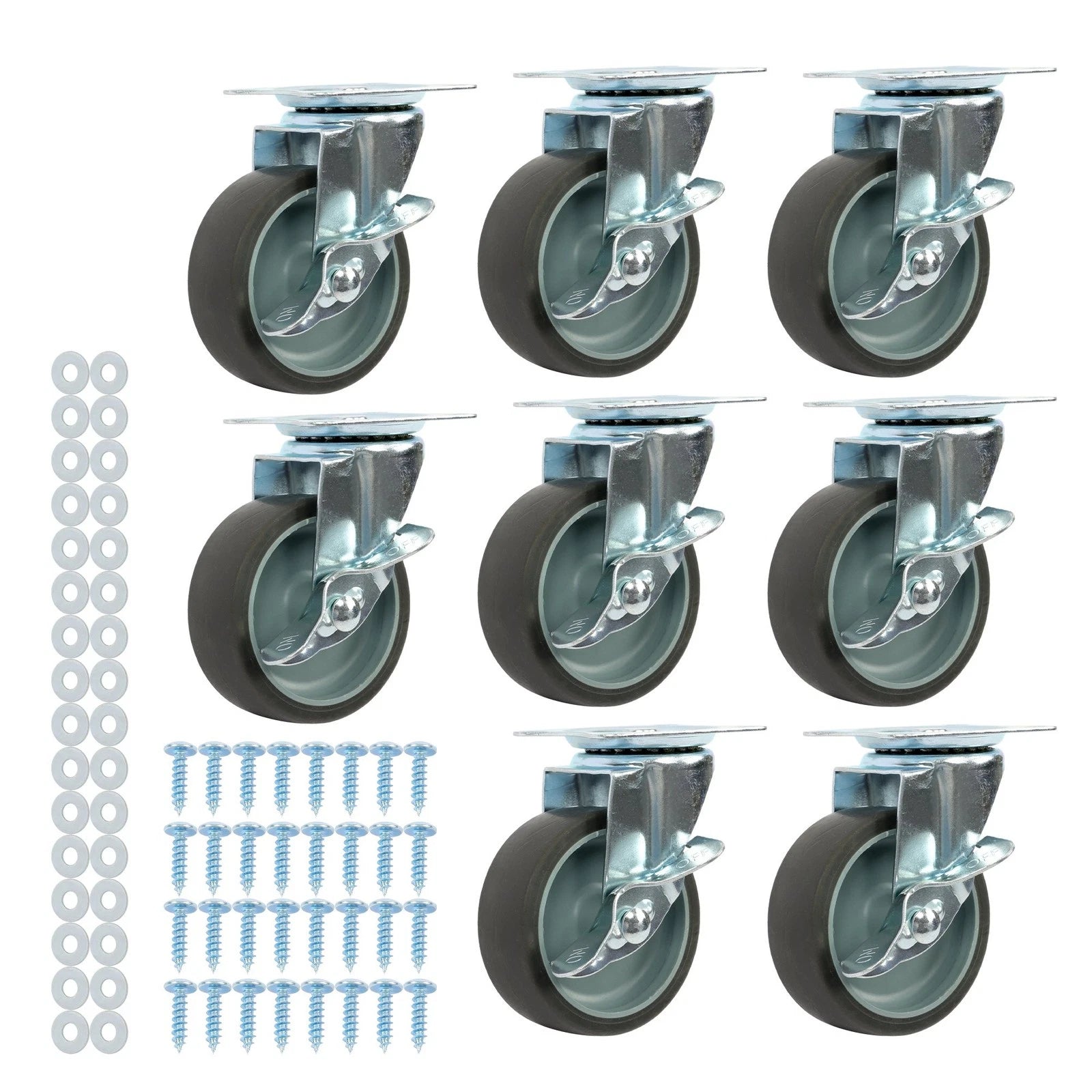Set of 8 Heavy Duty 3" Casters with Side Brake