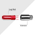 Set of 20 M12X1.5 Red JDM Open-End Acorn Hex Wheel Lug Nuts + Extension 21mmx60mm