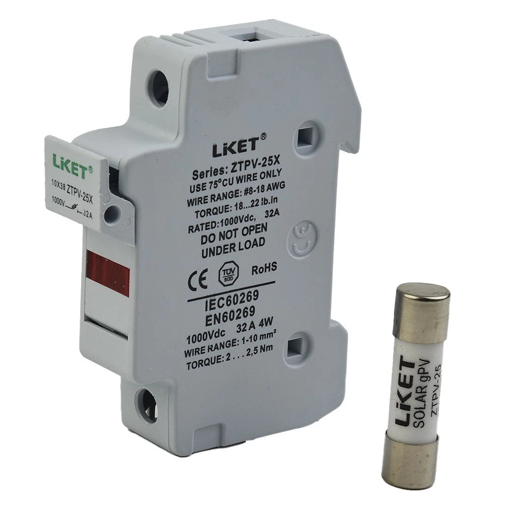 10x38mm 1000V DC Fuse with LED Holder for Solar System Protection