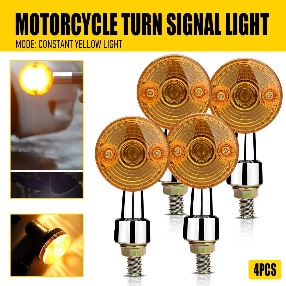 Amber Turn Signal Indicator Lights for Universal Motorcycle (10mm Thread)