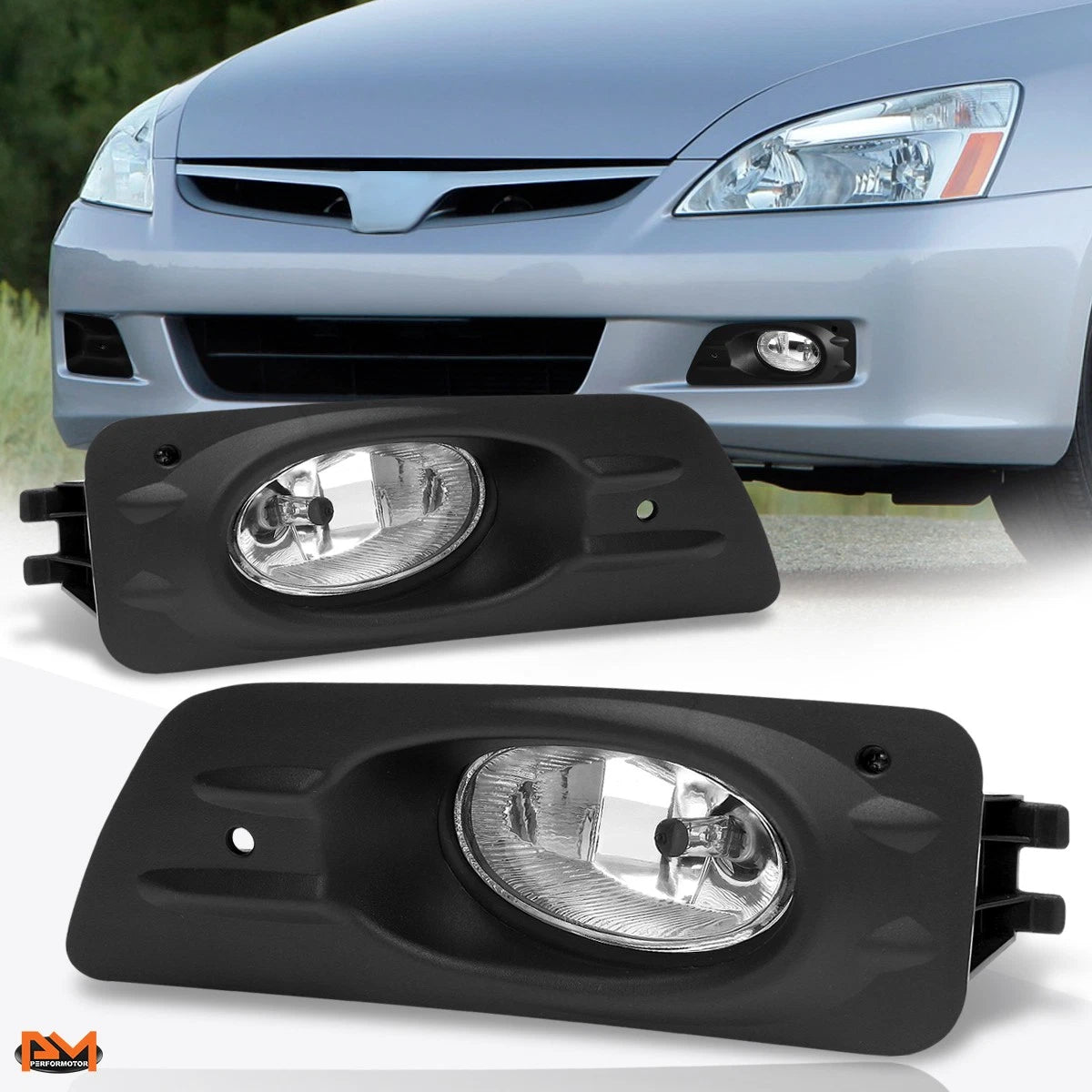 OE Style Clear Lens Front Fog Lights + Switch + Wire for Honda Accord (2006–2007)
