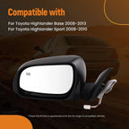 Rear View Side Mirror for Toyota Highlander (2008–2013) 879400E071 Black