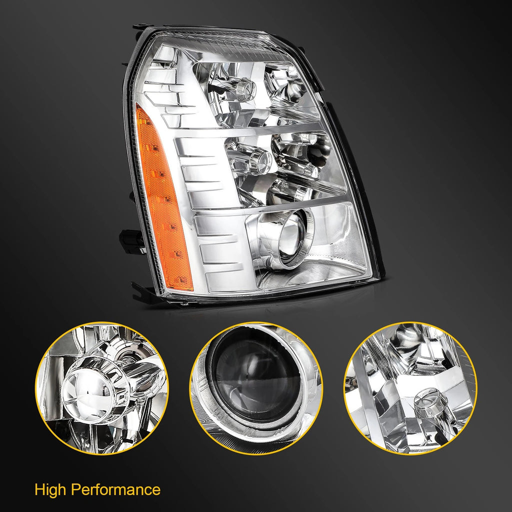 Right Side Headlight for Cadillac Escalade (2007–2014) w/HID Bulbs