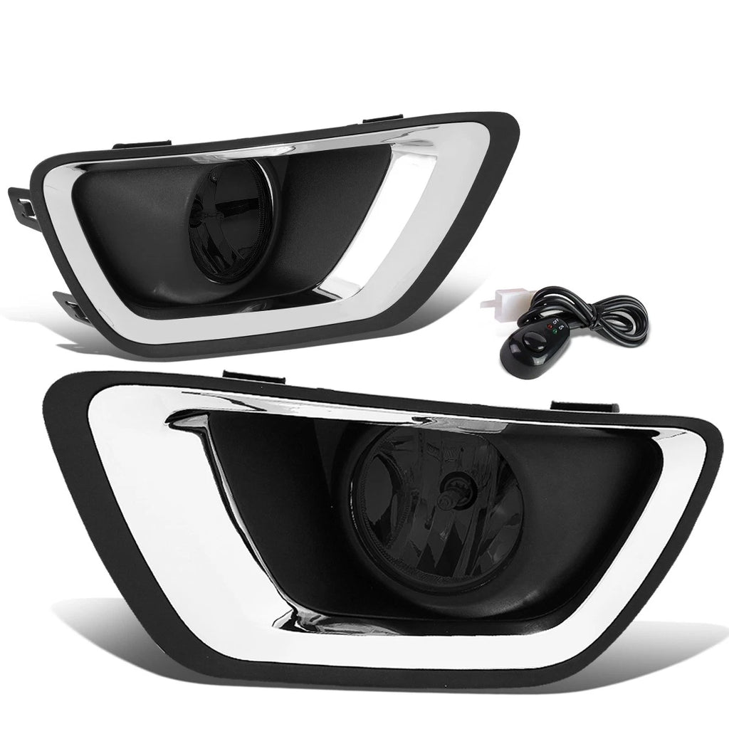Smoked Lens Front Fog Light w/Chrome Trim Bezel for Chevy Colorado (2015–2019)