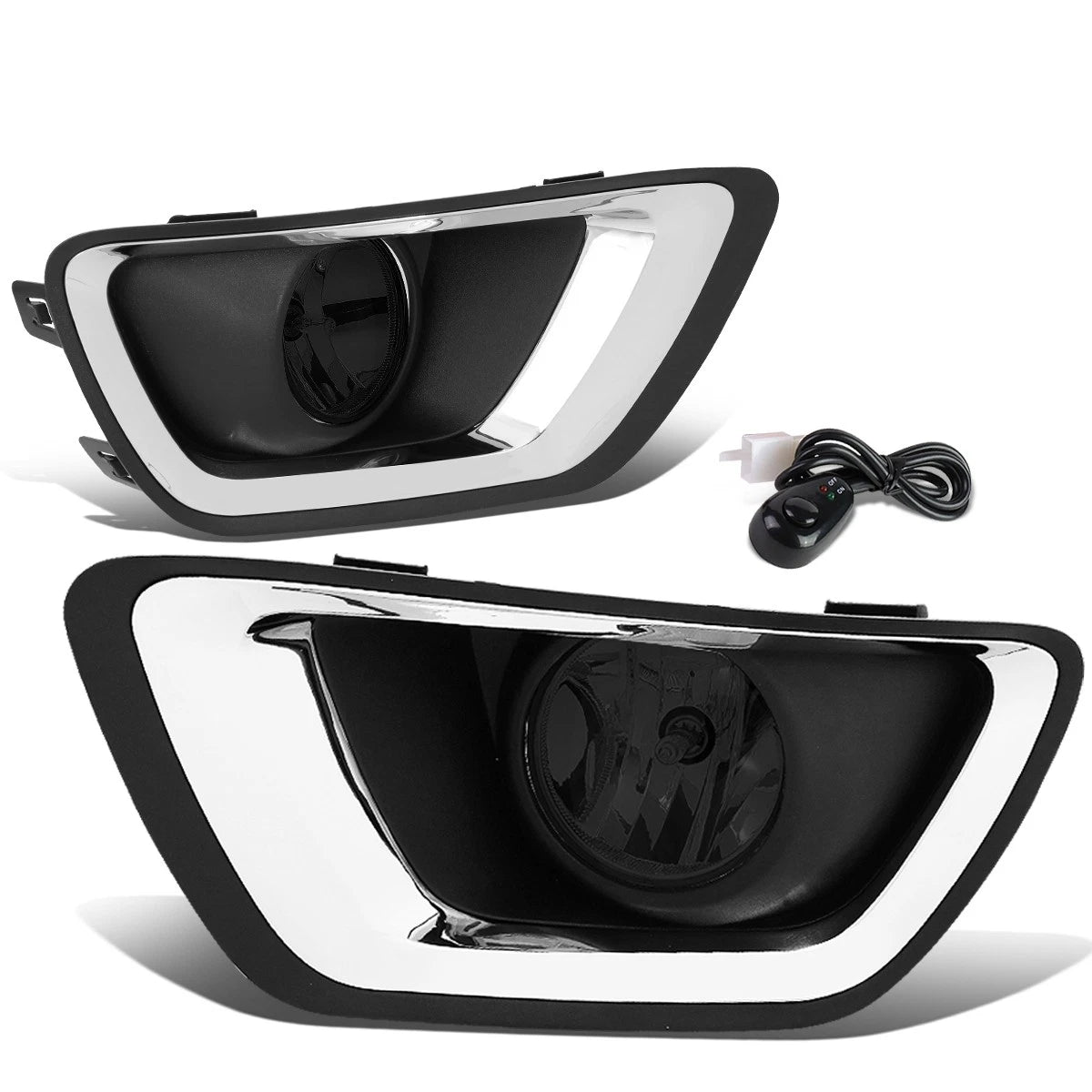 Smoked Lens Front Fog Light w/Chrome Trim Bezel for Chevy Colorado (2015–2019)