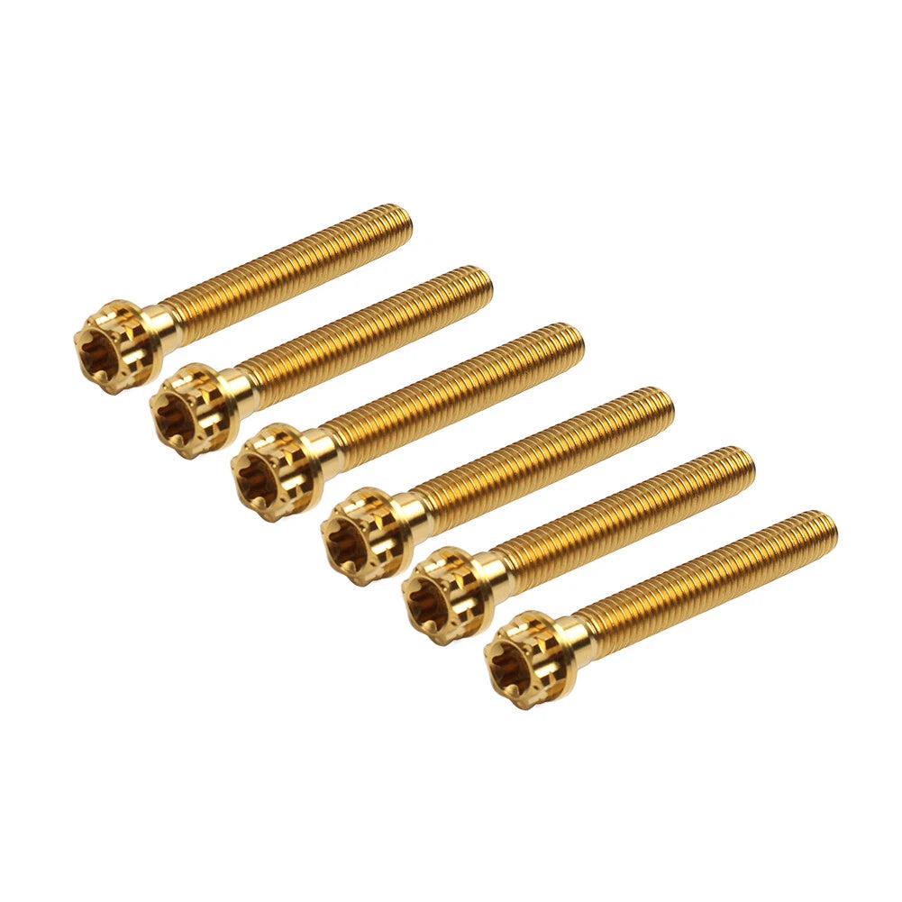 Set of 6 Titanium M8x45mm Torx Head Flange Screws for Motorcycle