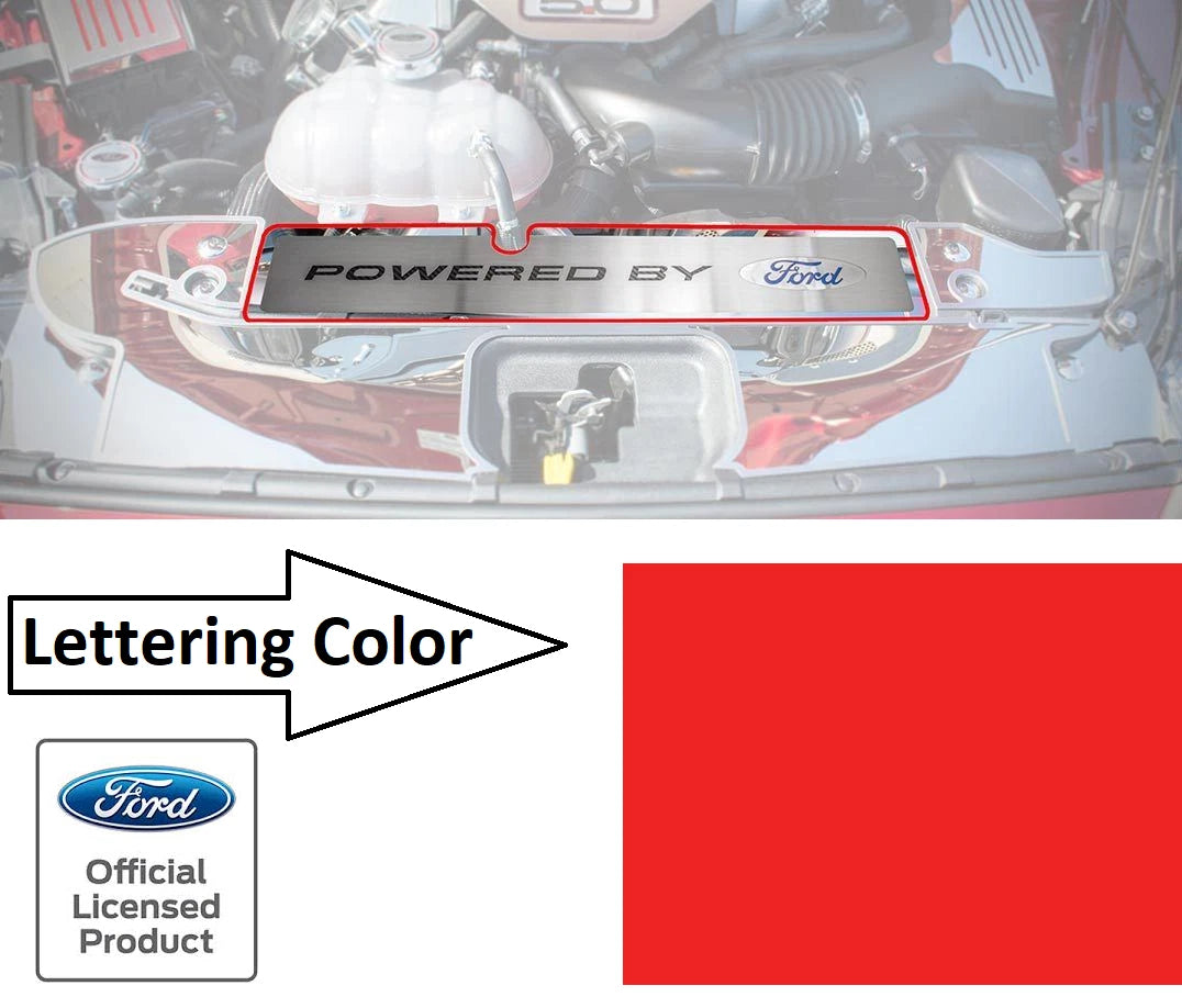 Radiator Cover Plate Powered by Ford Red Letters for 2015-2017 Mustang GT