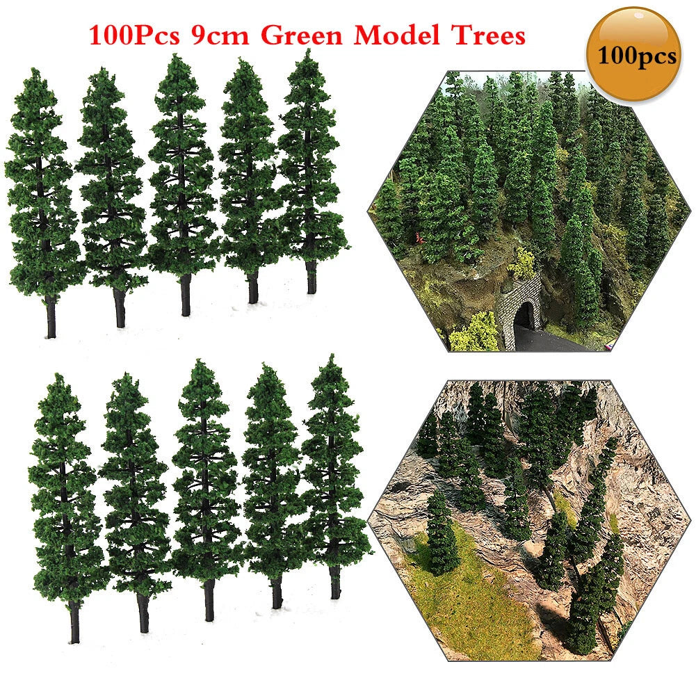 Set of 100 Miniature Model Trees for HO Scale Diorama