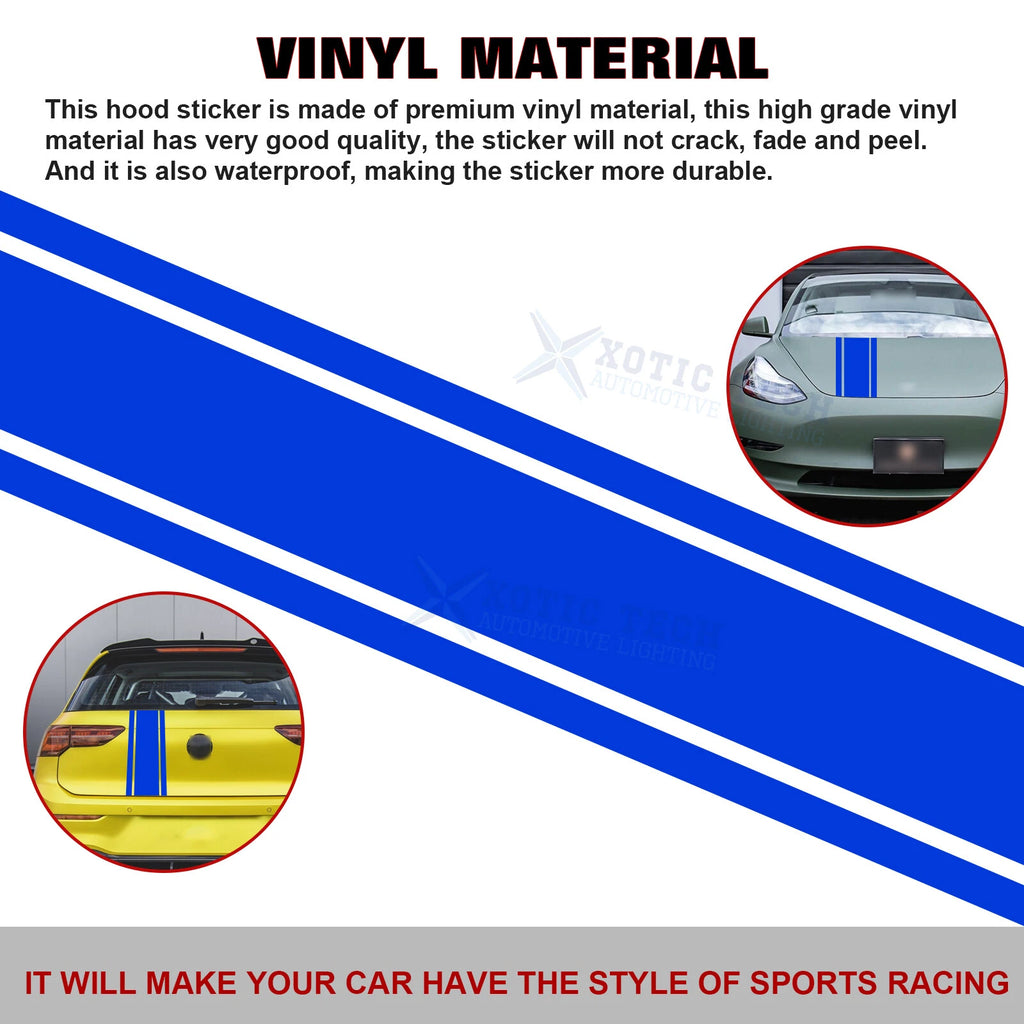 Blue KK Vinyl Front Hood Bumper Fender Trunk Stripe Stickers Decal (2010-2016)
