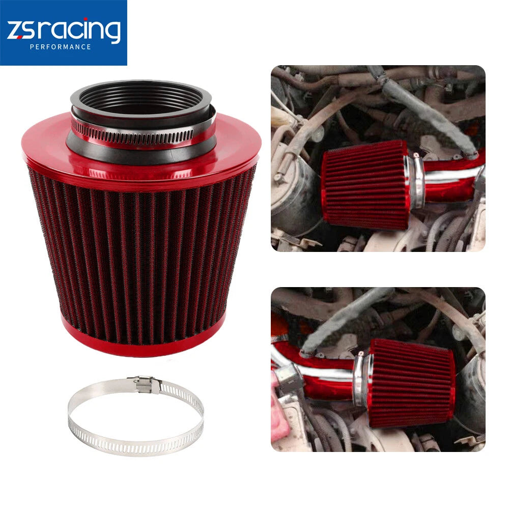 3" 76mm High Flow Inlet Cold Air Intake Cone Replacement Dry Air Filter for
