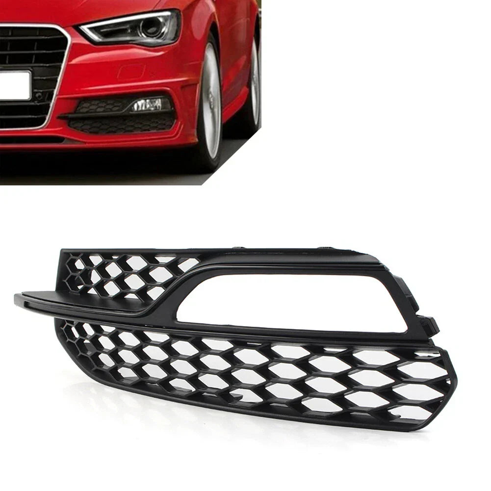 Left Honeycomb Mesh Front Bumper Fog Light Grille Cover for Audi A3 S3 (13-17)