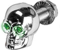 Lighted Skull License Plate Screw Green for V-Twin Motorcycles
