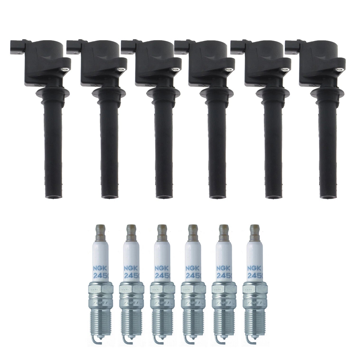 Set of 6 Ignition Coils & NGK Laser Platinum Spark Plugs for Ford Escape (2001–2007)