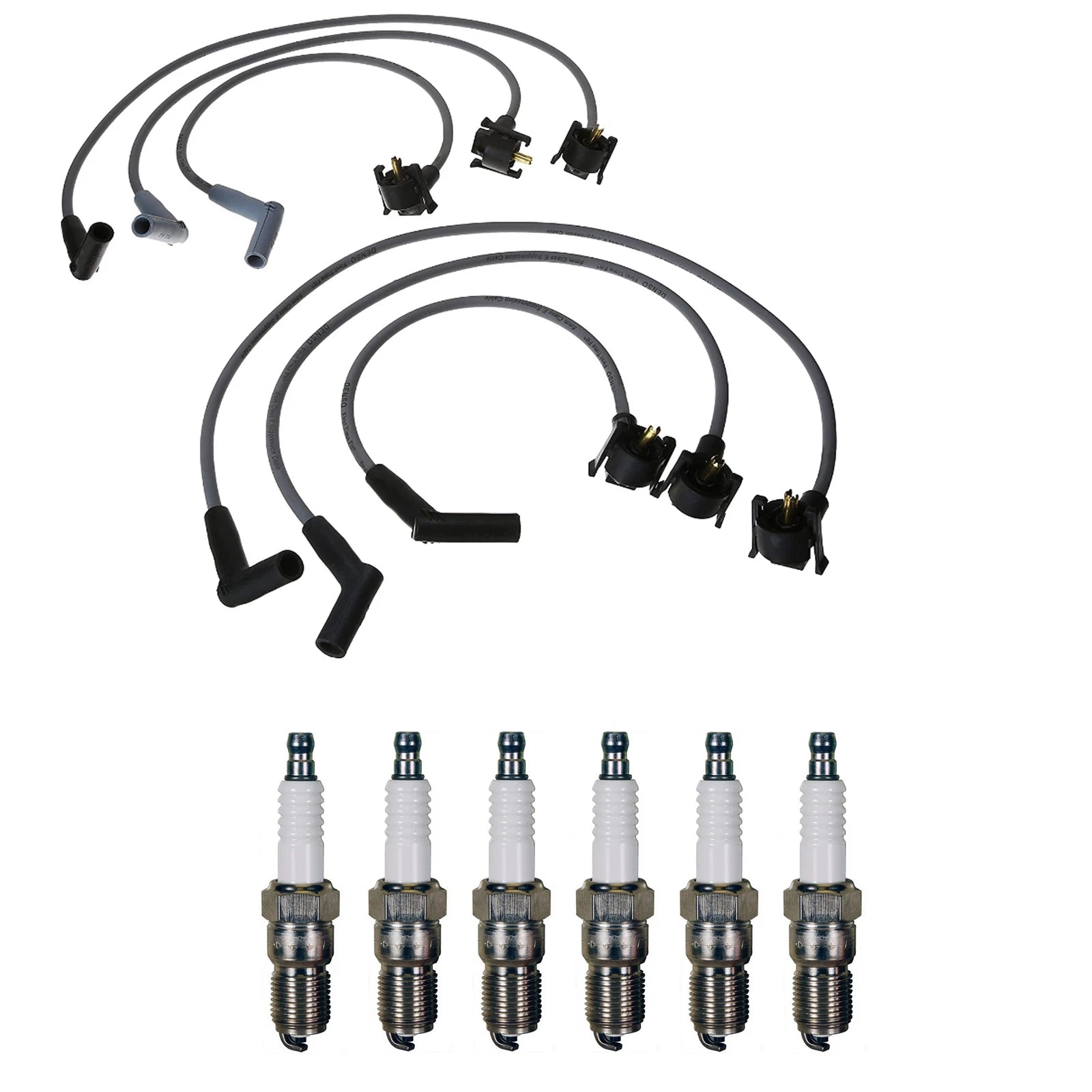 Denso 8mm Wire Set & 6 U-Groove Spark Plugs Kit for Mazda 3.0L V6