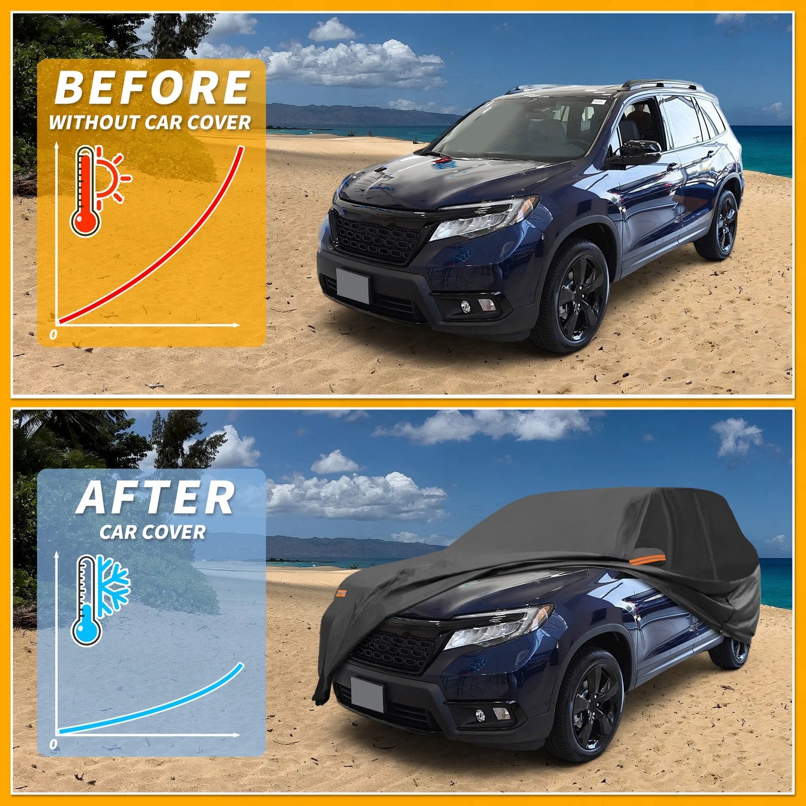 Waterproof All Weather Car Cover for Honda Passport (190T-PU)
