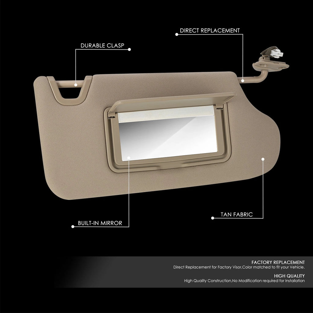 Passenger Side Sun Visor for Nissan Altima (2013–2018) Beige/Tan