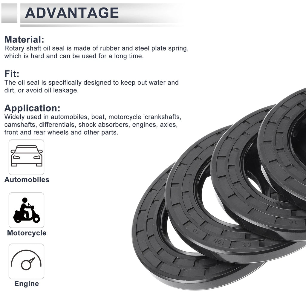 Set of 5 Oil Seal Rotary Shaft Seal Nitrile Rubber 65x105x10mm