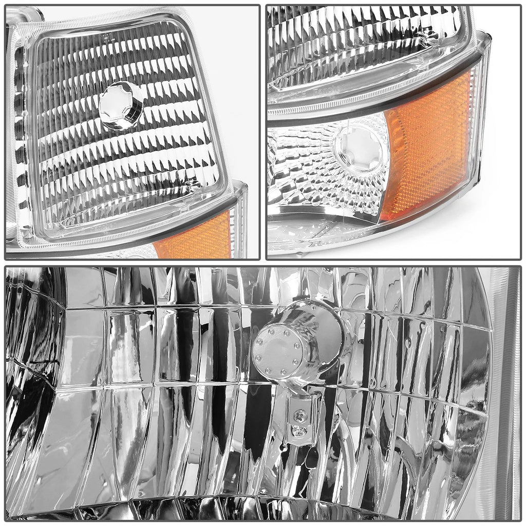 LED DRL Chrome Amber Bumper Headlight Lamps for Ford F-Series (1992–1996)