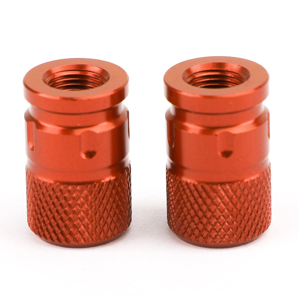 Pair CNC Orange Anti-Thief Tire Valve Stem Caps for Car Truck Bike Motorcycle