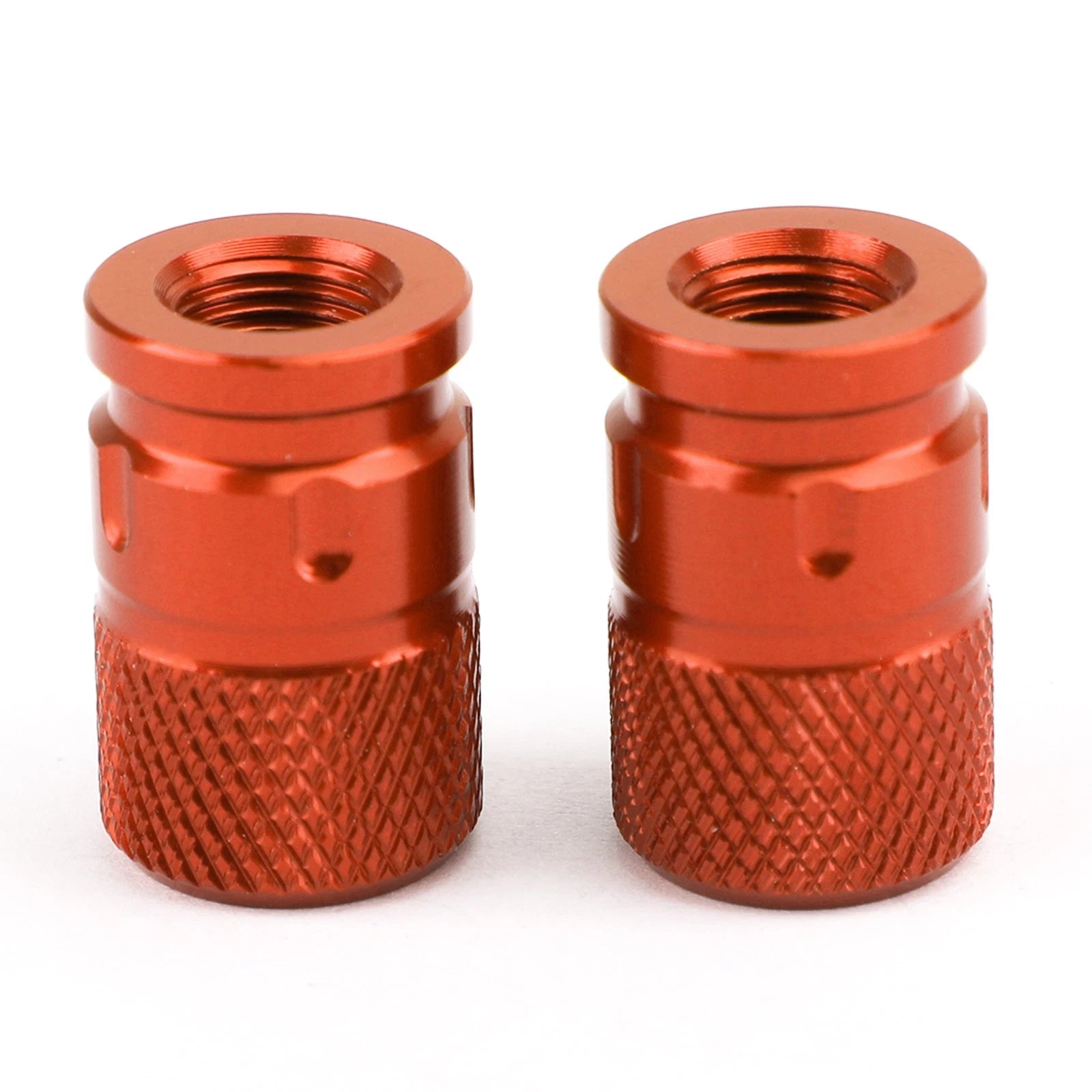 Pair CNC Orange Anti-Thief Tire Valve Stem Caps for Car Truck Bike Motorcycle