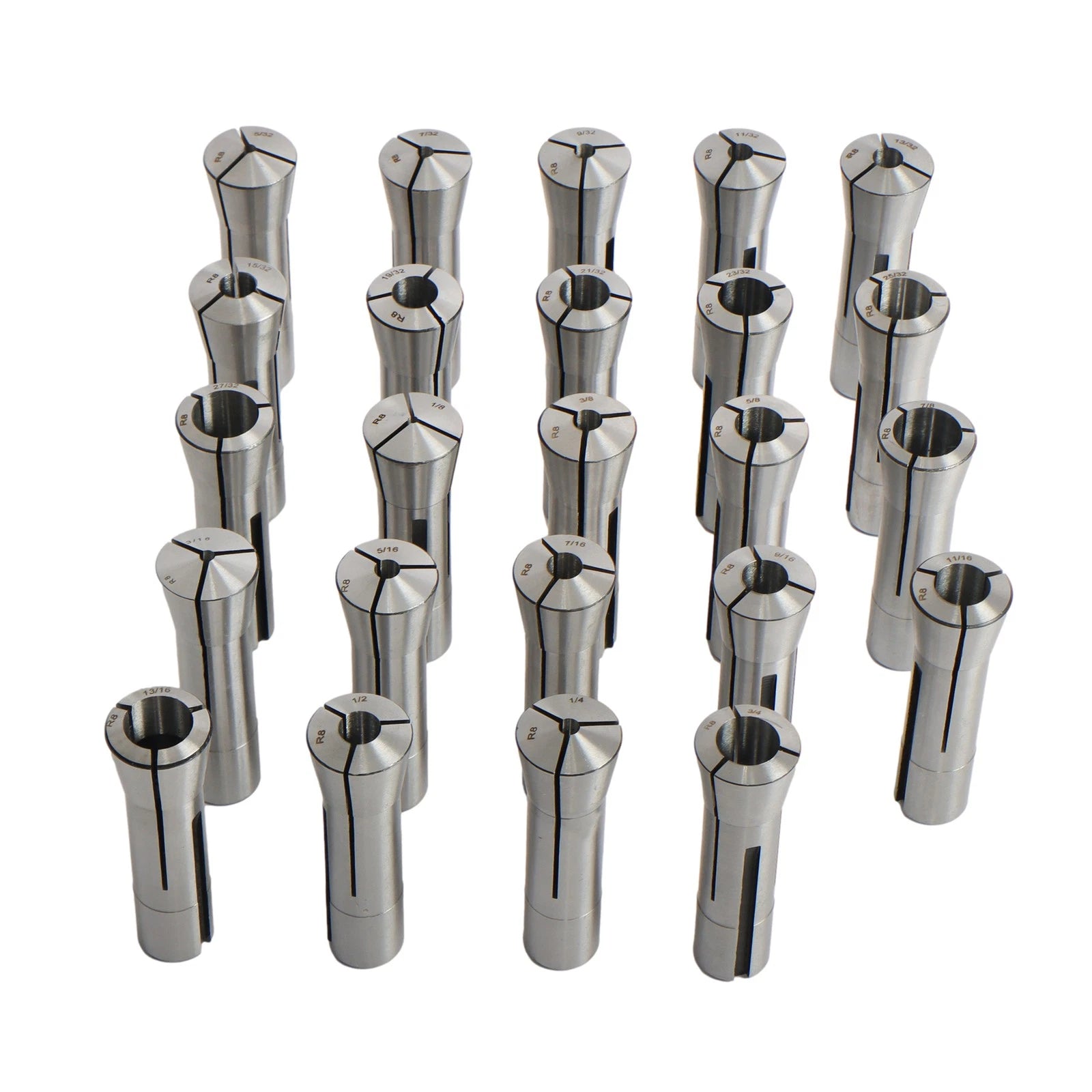 24-Piece R8 Collet Set for Bridgeport (Fits Various Models)