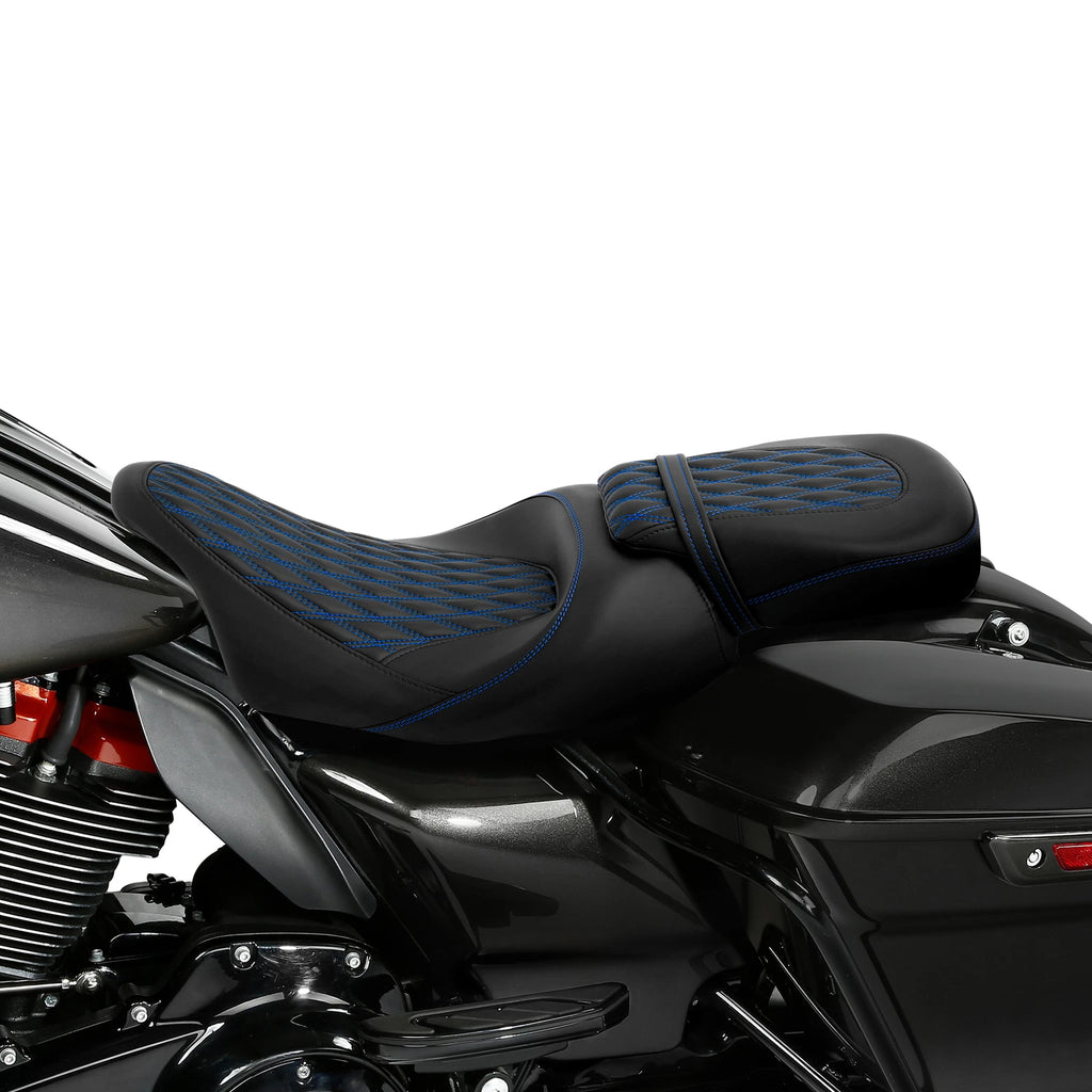 Gel Seat Set for Harley Street Road Glide King (2009–2023) - Black Blue