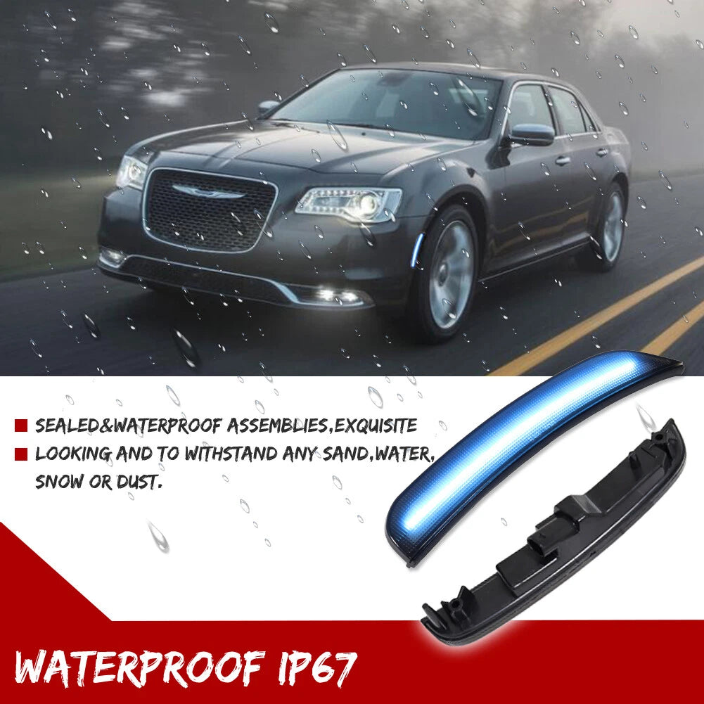 Set of 4 Smoke Lens Ice Blue LED Side Marker Lights for Chrysler 300 (2015–2023)