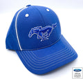 Licensed Ford Mustang Hat Blue Running Pony Logo with White Stitching (2005–2015)