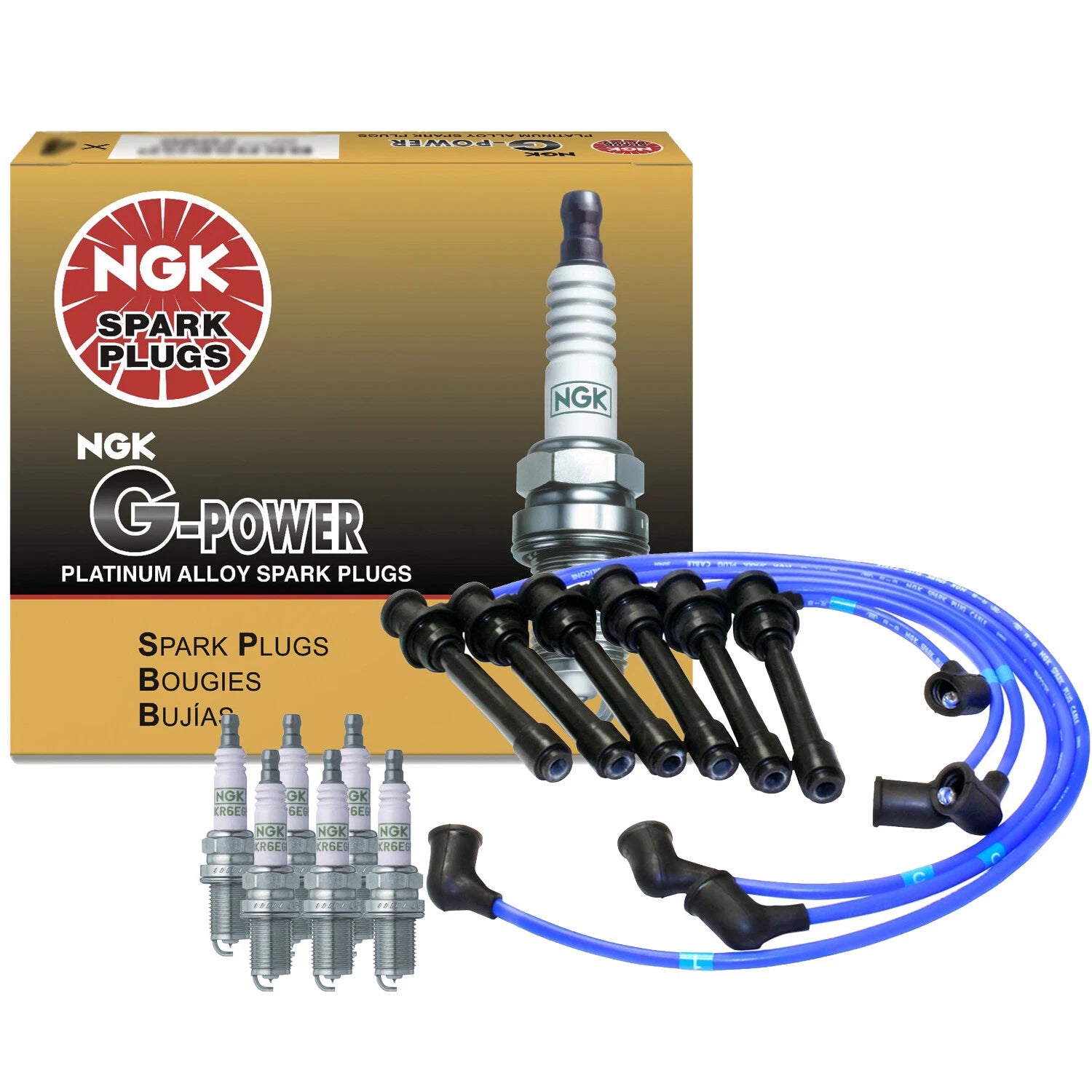 Set of 6 NGK G-Power Platinum Spark Plugs for Hyundai Kia 2.7 V6