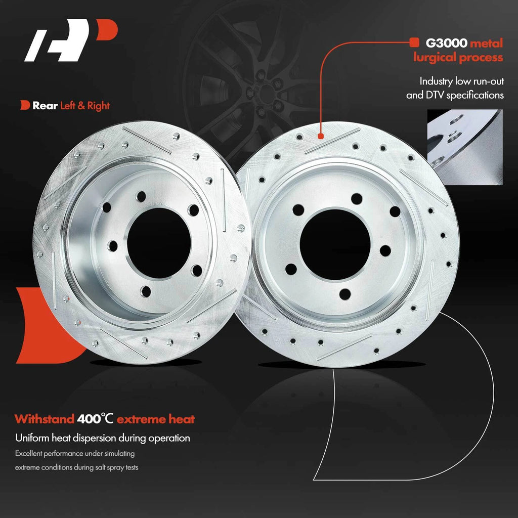 Rear Drilled Brake Rotors & Ceramic Pads for Mitsubishi Lancer (2002–2017)
