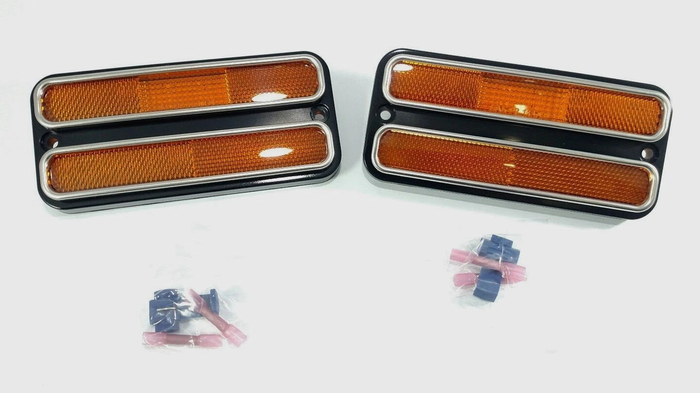 Amber LED Side Marker Lights Pair with Turn Signal for Chevy C10 (1968–1972)