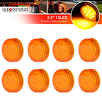 Set of 8 Amber 2.5" Round Side Marker Clearance Lights for Truck Trailer