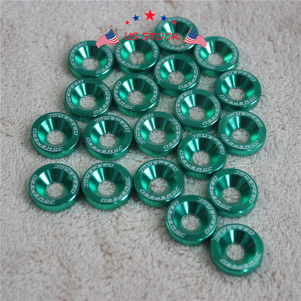 20 pcs Green Billet Aluminum Fender Washer for Universal Fit