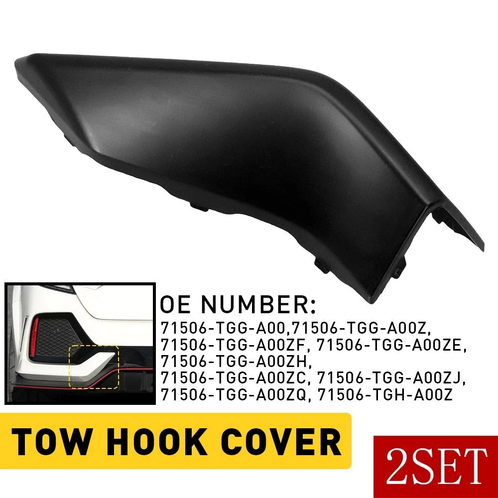 Set of 2 Front Bumper Tow Hook Cover Caps for Honda Civic (2017–2021)