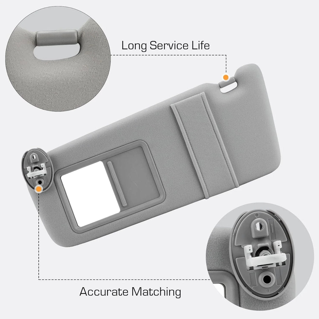 Set of 2 Gray Sun Visors with Cover Trims for Toyota Venza (2009–2016)